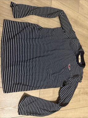 Hollister Navy and White Striped Long Sleeve Tee